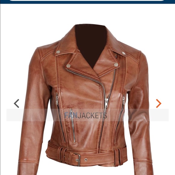 👻 Fanjacket real leather moto bike jacket brown - Picture 2 of 5